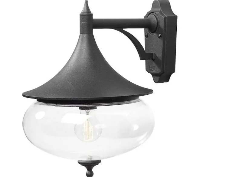 Dekorative Außenwandleuchte LIBRA, Alu schwarz / Glas klar, Beleuchtung Haus