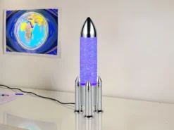 Deko RGB LED Tischleuchte APOLLO Raketenlampe per USB betrieben, Höhe 33cm