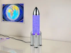 Deko RGB LED Tischleuchte Raketenlampe mit Glitzer per USB betrieben, Höhe 33cm