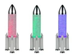 Deko RGB LED Tischleuchte Raketenlampe mit Glitzer per USB betrieben, Höhe 33cm