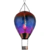 Deko Solarleuchte mit buntem Heißluftballon aus Glas & Flammeneffekt, Höhe 58cm