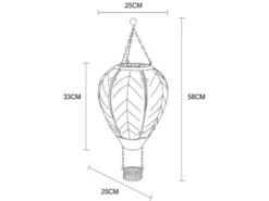Deko Solarleuchte mit buntem Heißluftballon aus Glas & Flammeneffekt, Höhe 58cm