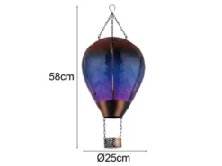 Deko Solarleuchte mit buntem Heißluftballon aus Glas & Flammeneffekt, Höhe 58cm