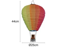 Deko Solarleuchte mit buntem Heißluftballon & Bär im Korb, Höhe 44cm