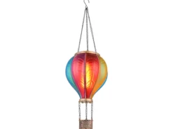 Deko Solarleuchte mit buntem Heißluftballon aus Kunststoff, Höhe 46,5cm