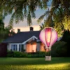 Deko Solarleuchte mit Heißluftballon in Pink & Rosa aus Kunststoff, Höhe 46,5cm