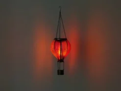 Deko Solarleuchte mit Heißluftballon in Pink & Rosa aus Kunststoff, Höhe 46,5cm