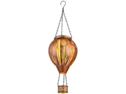 Deko Solarleuchte mit Heißluftballon Kupferfarbig aus Metall, Höhe 46cm