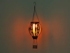 Deko Solarleuchte mit Heißluftballon Kupferfarbig aus Metall, Höhe 46cm