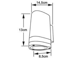 Design Außenwandleuchte MODENA Downlight, Höhe 13cm, Silber
