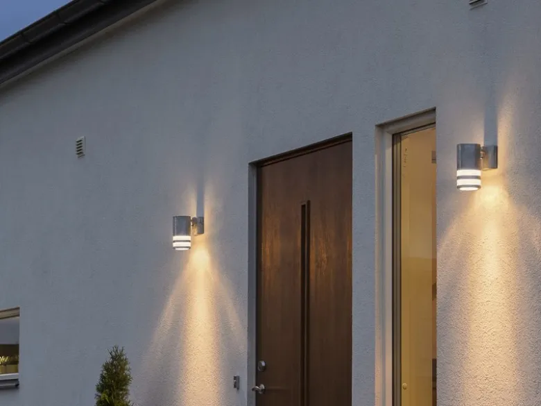 Design Außenwandleuchte MODENA Downlight, Höhe 15,5cm, Silber