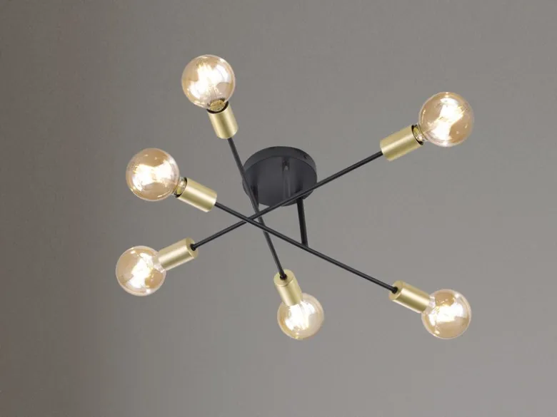 Design Deckenleuchte CROSS mehrflammig, Schwarz & Bronze Ø 56cm