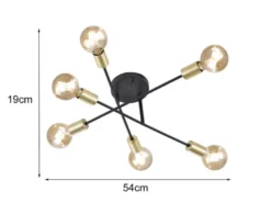 Design Deckenleuchte CROSS mehrflammig, Schwarz & Bronze Ø 56cm