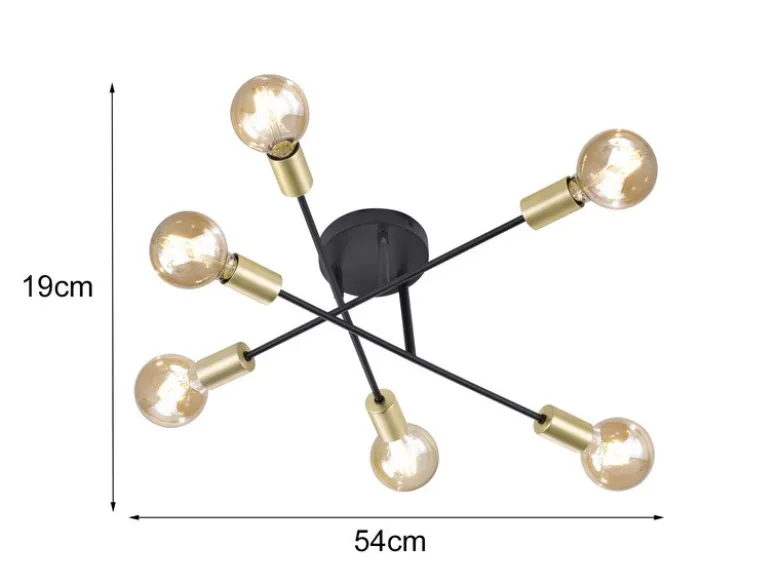 Design Deckenleuchte CROSS mehrflammig, Schwarz & Bronze Ø 56cm