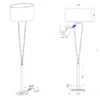 Designer LED Stehleuchte Silber mit Stoffschirm Weiß, Höhe 160cm