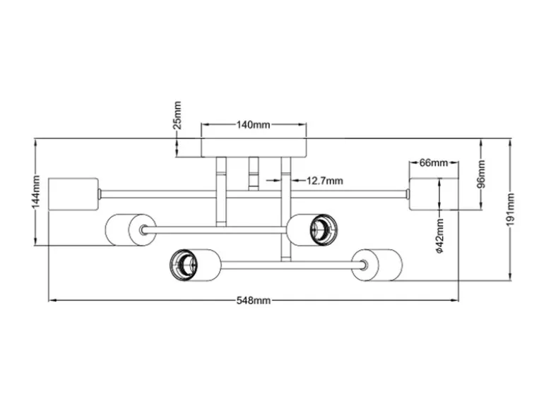 Design LED Deckenleuchte mehrflammig, Schwarz & Bronze Ø 56cm