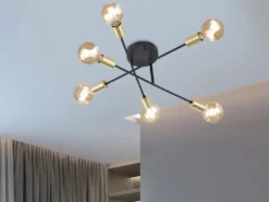 Design LED Deckenleuchte mehrflammig, Schwarz & Bronze Ø 56cm