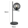 Design LED Tischleuchte Anthrazit Lampenschirm Glaskugel Rauchfarbig, Höhe 52cm