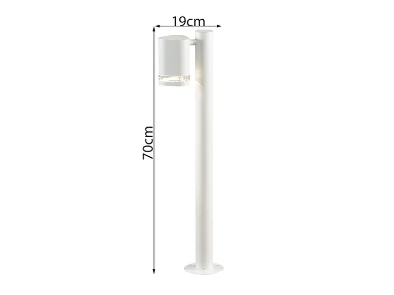 Design LED Wegeleuchte aus Aluminium, Downlight Höhe 70cm, Weiß