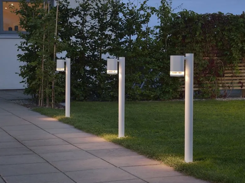Design LED Wegeleuchte aus Aluminium, Downlight Höhe 70cm, Weiß