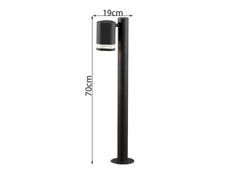Design LED Wegeleuchte aus Aluminium, Downlight Höhe 70cm, Schwarz