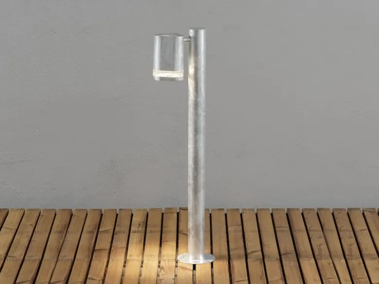Design LED Wegeleuchte aus Stahl, Downlight Höhe 70cm, Silber