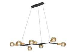 Design Pendelleuchte CROSS mehrflammig in Schwarz matt & Bronze, Breite 91cm