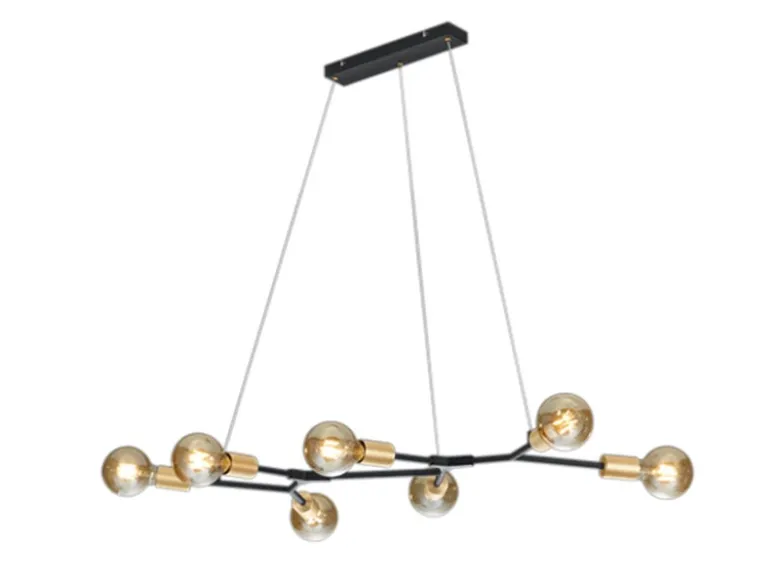 Design Pendelleuchte CROSS mehrflammig in Schwarz matt & Bronze, Breite 91cm
