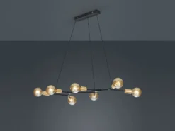 Design Pendelleuchte CROSS mehrflammig in Schwarz matt & Bronze, Breite 91cm
