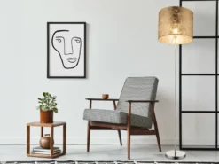 Design Stehlampe AMY mit Stoffschirm goldfarbig, Höhe 160cm