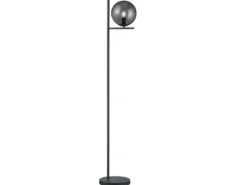 Design Stehleuchte PURE Anthrazit mit Lampenschirm Glaskugel Rauchfarbig, 150cm