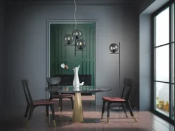 Design Stehleuchte PURE Anthrazit mit Lampenschirm Glaskugel Rauchfarbig, 150cm