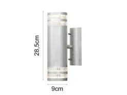 Design Up-Down Außenwandleuchte MODENA, Höhe 28,5cm, Silber