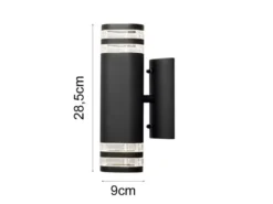 Design Up-Down Außenwandleuchte MODENA, Höhe 28,5cm, Schwarz