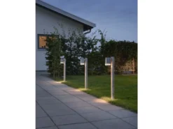 Design Wegeleuchte MODENA aus Stahl, Downlight Höhe 70cm, Silber