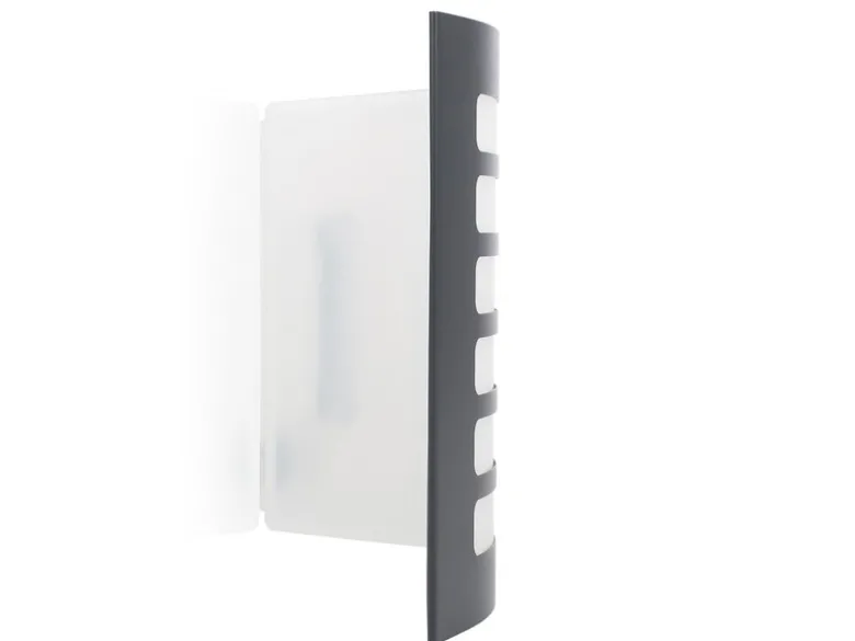 Dezente LED Außenwandleuchte mit grauem Edelstahlcover, IP44, 20 x 15 cm