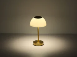 Dimmbare Akku Tischleuchte SARIMA per USB aufladbar, Messing, Höhe 31cm