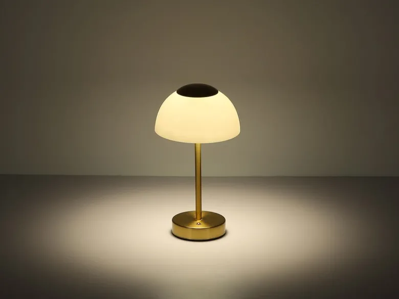 Dimmbare Akku Tischleuchte SARIMA per USB aufladbar, Messing, Höhe 31cm