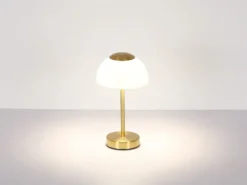 Dimmbare Akku Tischleuchte SARIMA per USB aufladbar, Messing, Höhe 31cm