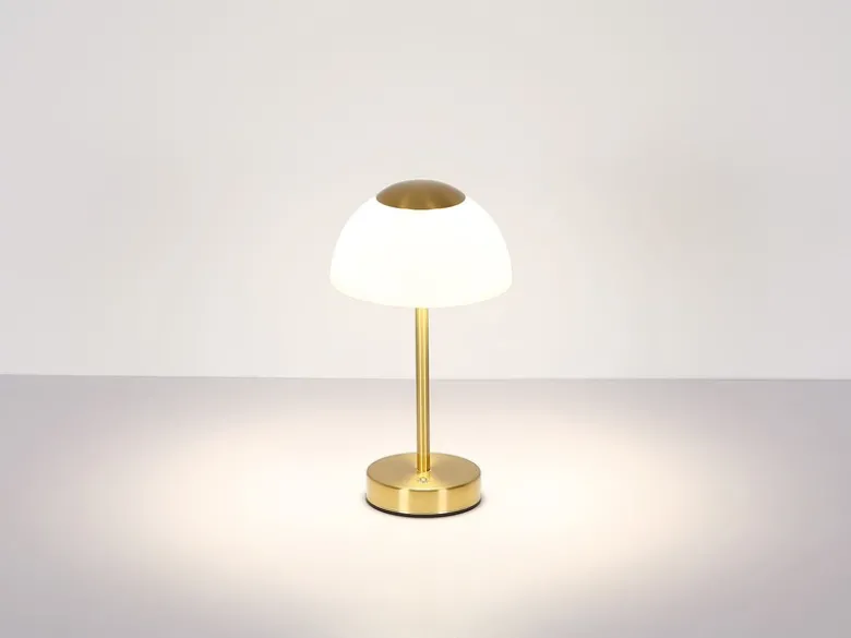 Dimmbare Akku Tischleuchte SARIMA per USB aufladbar, Messing, Höhe 31cm
