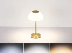 Dimmbare Akku Tischleuchte SARIMA per USB aufladbar, Messing, Höhe 31cm