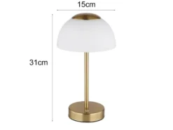 Dimmbare Akku Tischleuchte SARIMA per USB aufladbar, Messing, Höhe 31cm