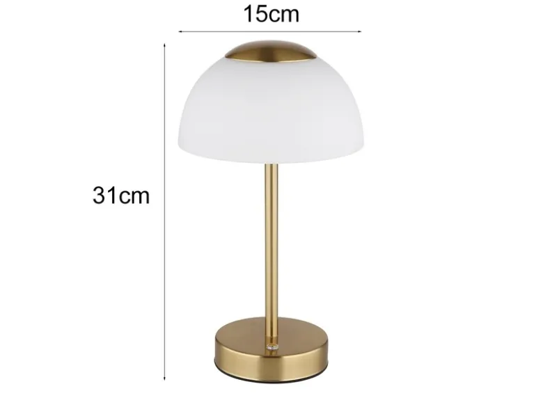 Dimmbare Akku Tischleuchte SARIMA per USB aufladbar, Messing, Höhe 31cm