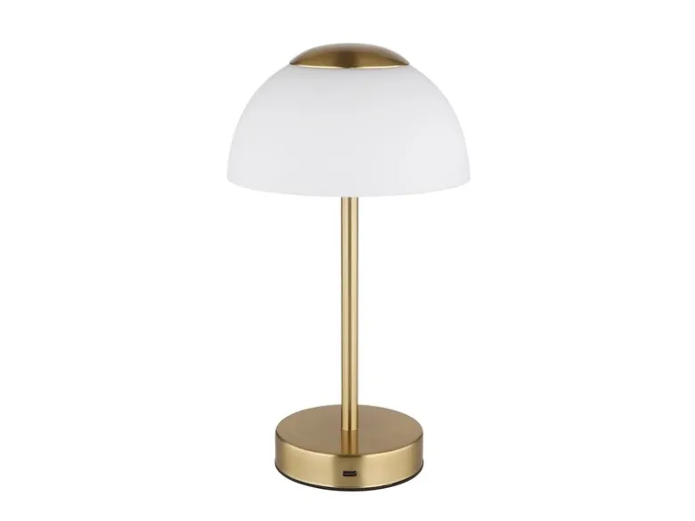 Dimmbare Akku Tischleuchte SARIMA per USB aufladbar, Messing, Höhe 31cm