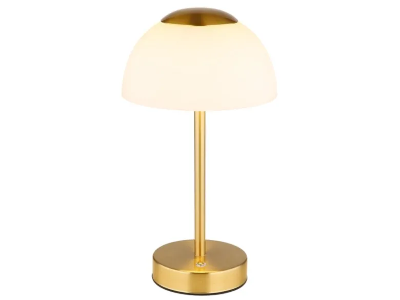 Dimmbare Akku Tischleuchte SARIMA per USB aufladbar, Messing, Höhe 31cm