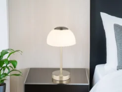 Dimmbare Akku Tischleuchte SARIMA per USB aufladbar, Silber, Höhe 31cm