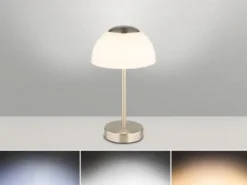 Dimmbare Akku Tischleuchte SARIMA per USB aufladbar, Silber, Höhe 31cm