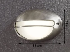 Dimmbare Außenwandleuchte TORINO oval, Aluminium / Acrylglas opal