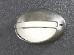 Dimmbare Außenwandleuchte TORINO oval, Aluminium / Acrylglas opal