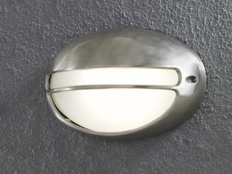 Dimmbare Außenwandleuchte TORINO oval, Aluminium / Acrylglas opal